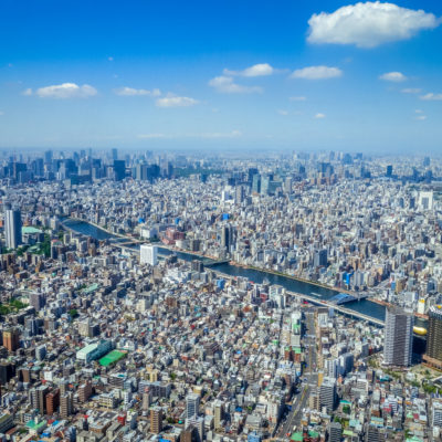 Tokyo city skyline panorama aerial view, Japan